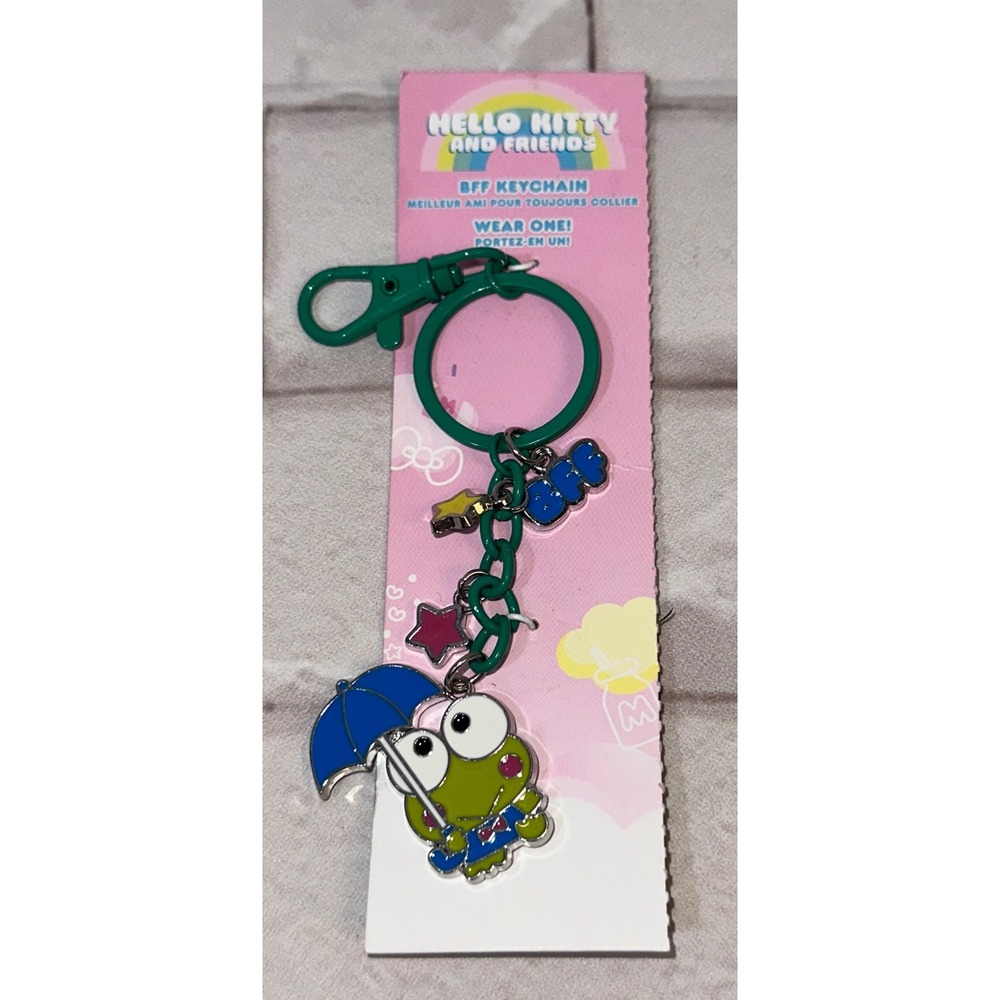 Sanrio Keroppi BFF Keychain Hello Kitty and Friends Green Frog Umbrella Enamel